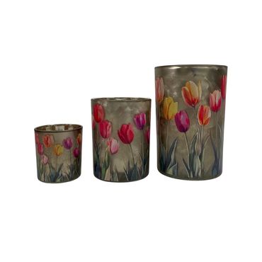 Teelicht | Glaswindlicht | Tulpen | Kerzen Deko | Deko Frühling