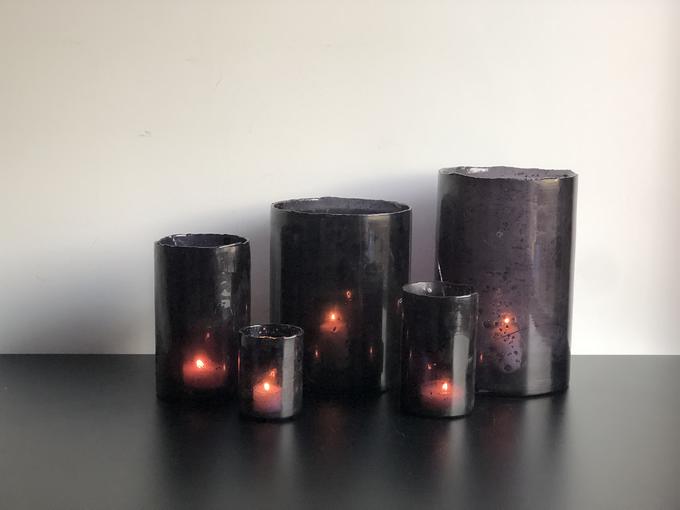 Teelicht | Windlicht | Vase | Graublau | Deko Vase