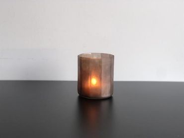 Teelicht | Braun/Gold | Kerzenglas | Windlicht | Tischdeko