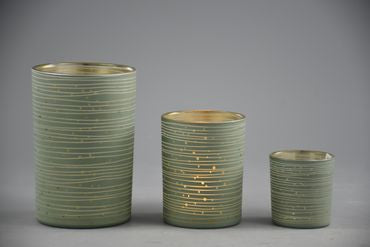 Teelicht | feine Gräser | Gold Grün | Deko | Kerzenglas