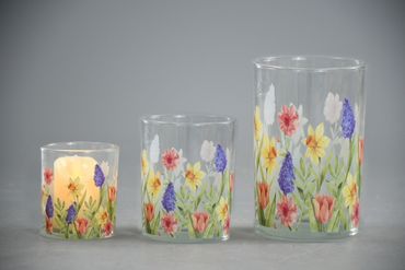 Teelicht | Blumenwiese | Frühling | Deko | Kerzenglas