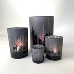Teelichtglas | Windlicht  | Hirsche im Wald | Windlicht Winter | Waldmotiv