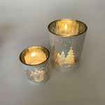 Teelicht | Windlicht | Winterwald | Weiss Gold | Weihnachten