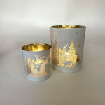 Teelicht | Windlicht | Winterwald | Weiss Gold | Weihnachten