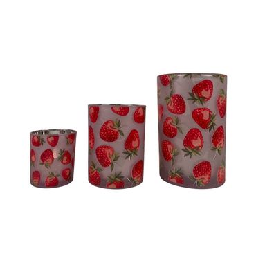 Teelichtglas | Erdbeeren | Sommerdeko | Lichtdeko | Erdbeerdeko