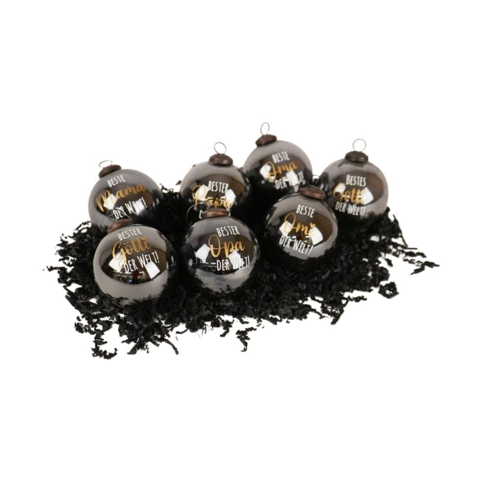 Weihnachtskugel | schwarz | beschriftet | ø 10cm | Geschenkidee