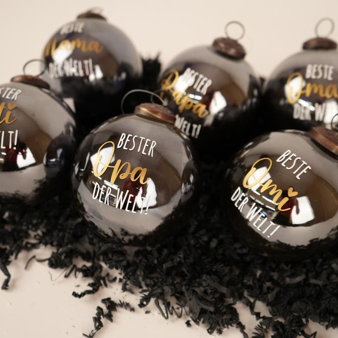 Weihnachtskugel | schwarz | beschriftet | ø 10cm | Geschenkidee