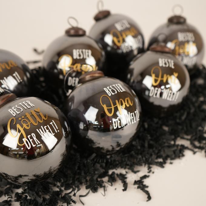 Weihnachtskugel | schwarz | beschriftet | ø 10cm | Geschenkidee