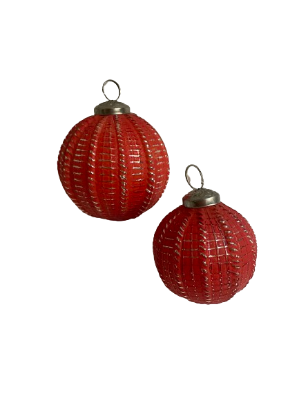 Weihnachtskugel rot/silber