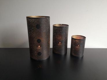 Teelicht schwarz-gold