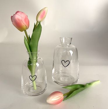 Vase | Glas | Blumenvase | Blumen | Herz