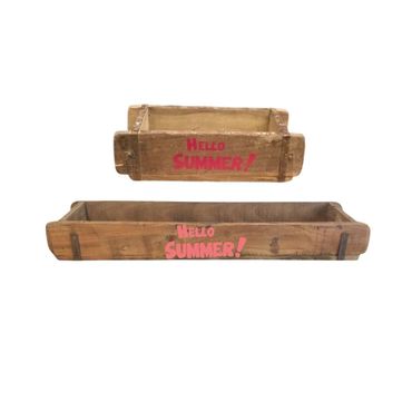 Ziegelform | Hello Summer | pink | Geschenkkiste | Holzkiste | 2 Grössen
