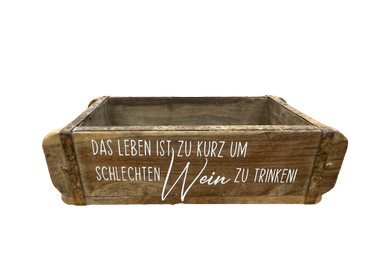 Ziegelform | Das Leben ist zu kurz, um schlechten Wein zu trinken! | Geschenkkiste | Holzkiste | 32cm