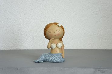 Meerjungfrau | blau | Dekofigur | sitzend | Sommer