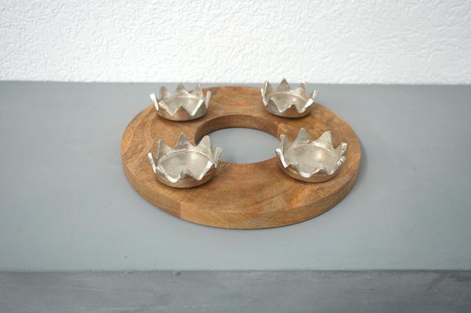 Adventskranz - Basis Holz & Nickel (ohne Inhalt)