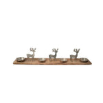 Holztablett | Hirsche | Kerzenhalter | Nickel | Advent