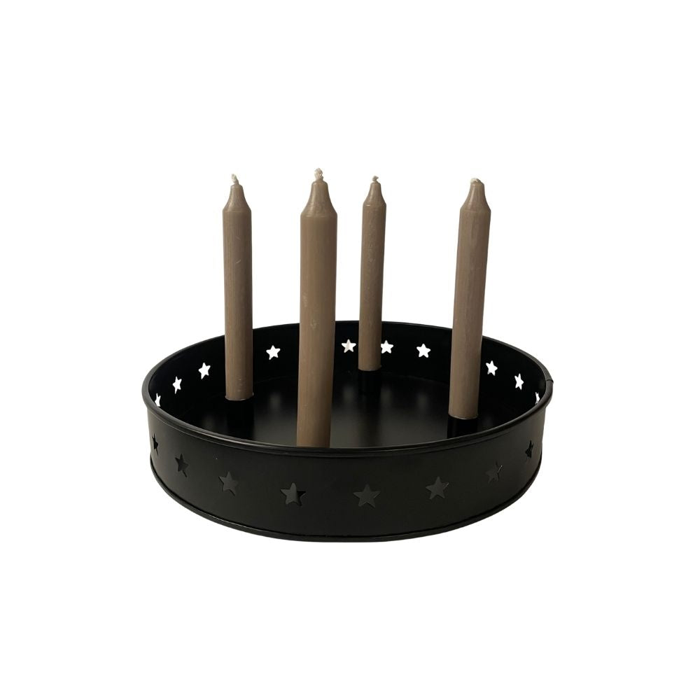 Adventsteller | oval oder rund | 4 Kerzenhalter | Sterne | Weihnachtsdeko