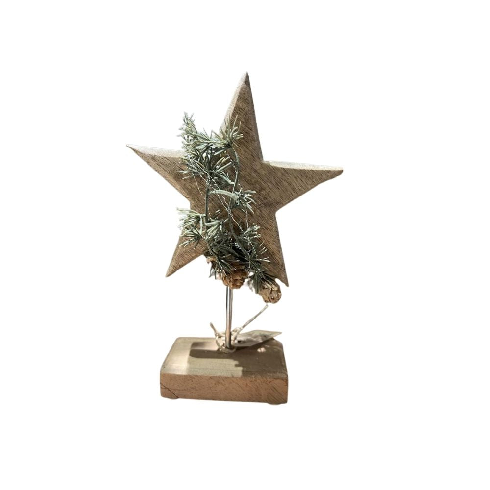 Stern | Holz | Holzsockel | natur | Weihnachten | ausdekoriert