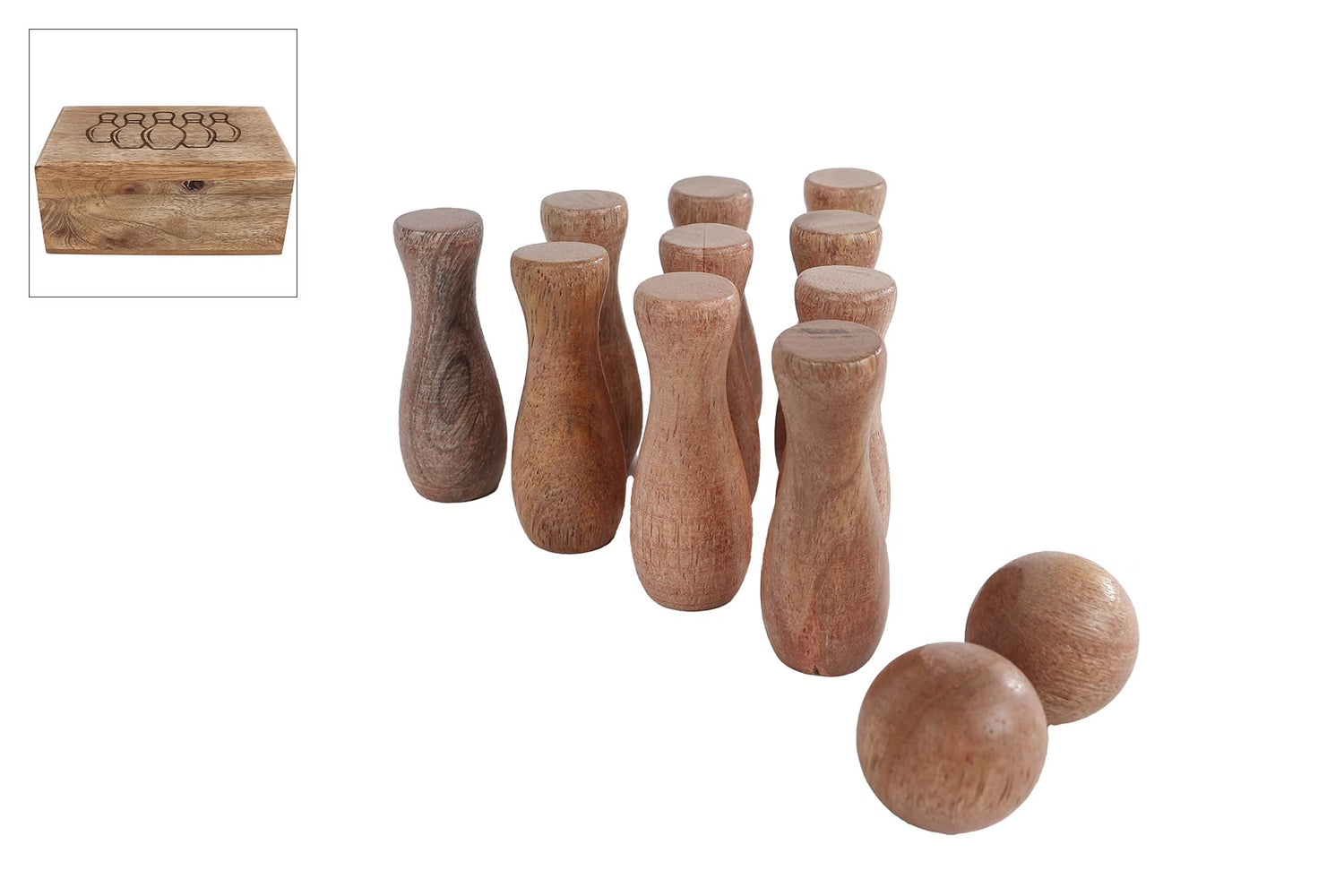 Holzspiel | Bowling | Gesellschaftsspiel Holz | Naturholz Spiel | Geschenkidee