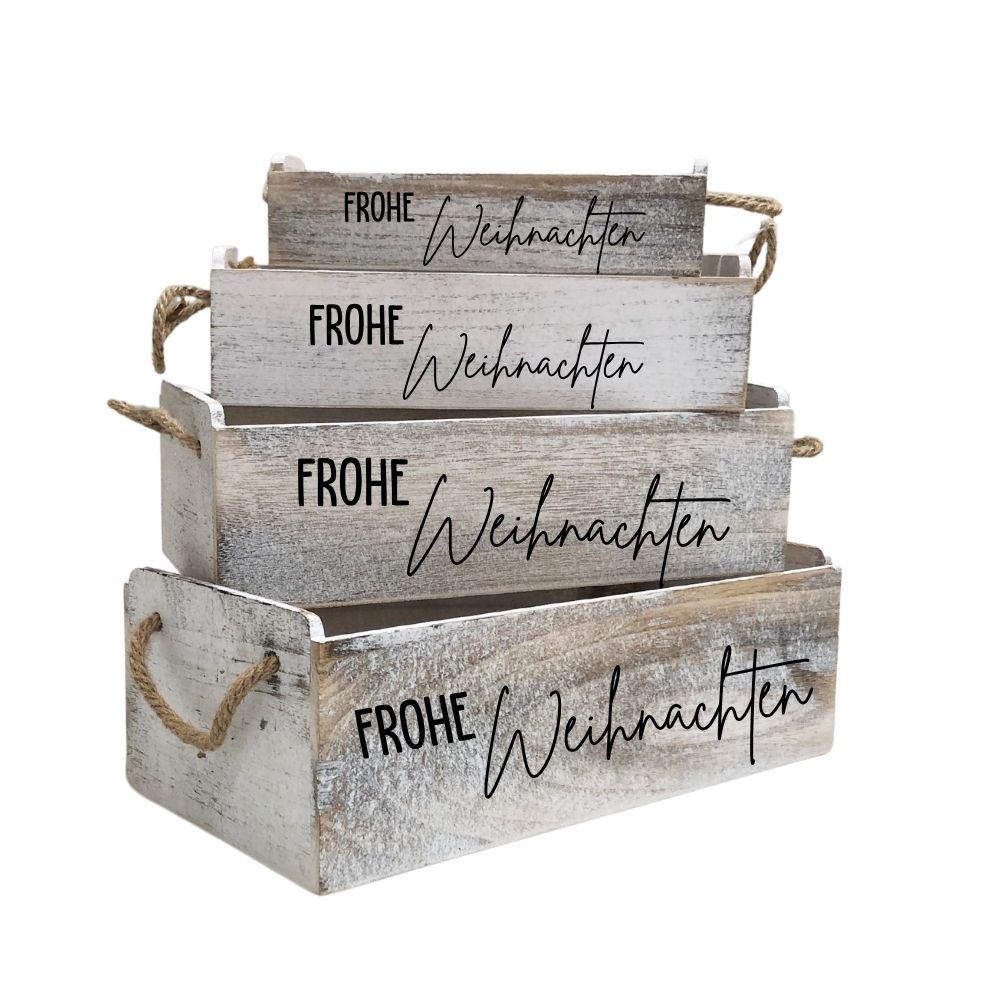 Holzkiste | Frohe Weihnachten | shabby weiss | Geschenkverpackung | Kiste