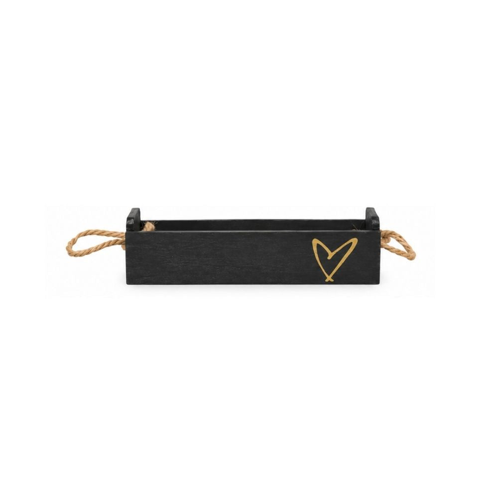 Holzkiste | schwarz | Herz gold | Geschenkverpackung | stilvoll schenken