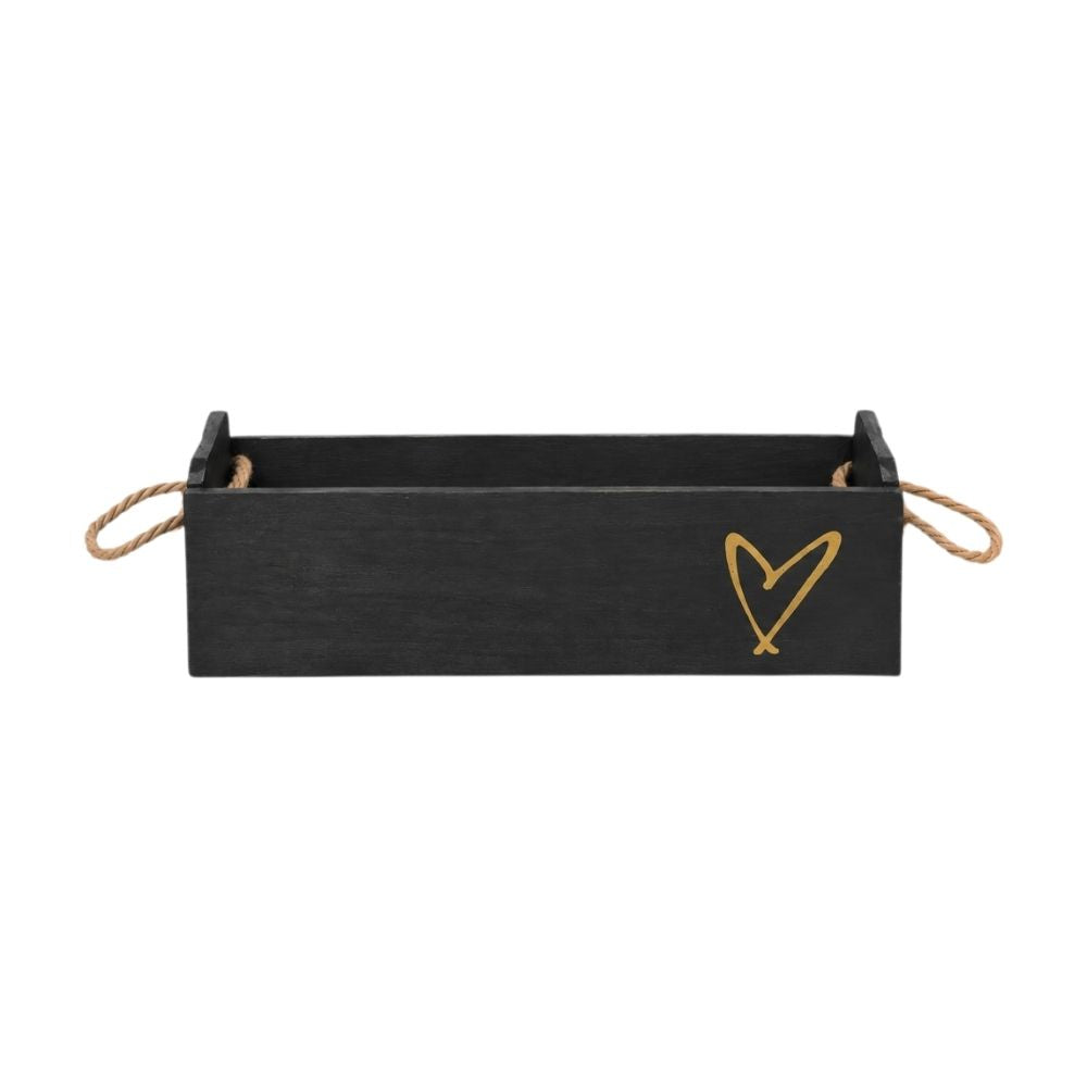 Holzkiste | schwarz | Herz gold | Geschenkverpackung | stilvoll schenken