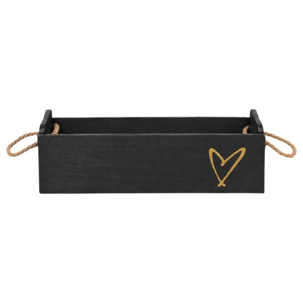 Holzkiste | schwarz | Herz gold | Geschenkverpackung | stilvoll schenken