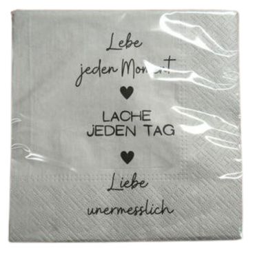 Serviette | Liebe | 33x33cm | 20er Pack | grau
