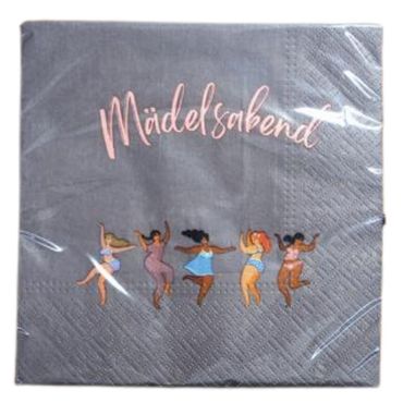 Serviette | Mädelsabend | 33x33cm | 20er Pack | grau