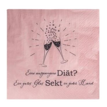 Serviette | Sekt | 33x33cm | 20er Pack | rosa