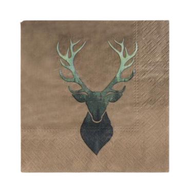 Serviette | Hirsch | Geweih | 33x33cm | Herbst