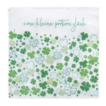 Serviette | Glück | 25x25cm | 20er Pack | Weiss
