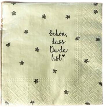 Serviette | Blumen | 25x25cm | 20er Pack | olive