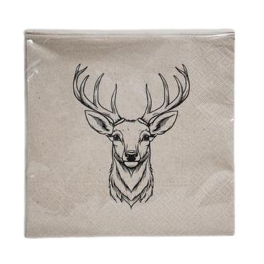Serviette | Hirsch | Geweih | 33x33cm | Herbst