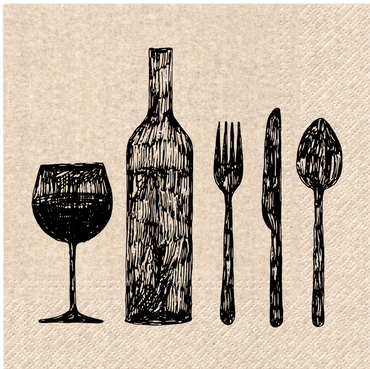Serviette | Trinken | Essen | Recycling | 33x33cm | 20er Pack | braun