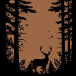 Serviette | Hirsch im Wald | Essen | 33x33cm | rostbraun