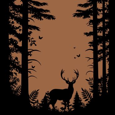 Serviette | Hirsch im Wald | Essen | 33x33cm | rostbraun
