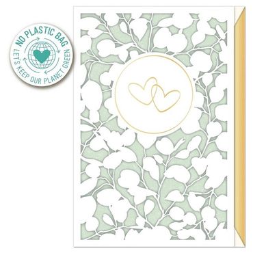 Karte zur Hochzeit "Herzen in gold"