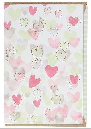 Karte Aquarellherzen | Prägekarte Herz | Herzkarte modern | Glückwunschkarte Herz | Romantische Grusskarte