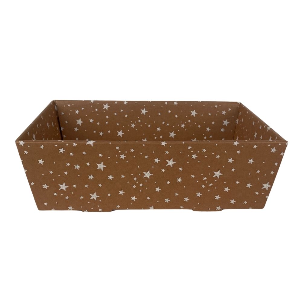 Kartonschachtel | naturbraun mit Sternen | Weihnachten | Schenken | stilvoll verpacken