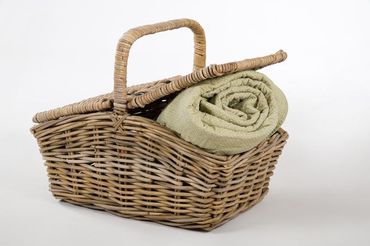 Picknick Korb | Rattan grau | Picknick | Sommer | Geschenkidee | 46cm