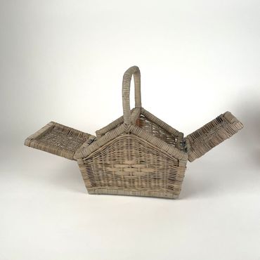 Picknickkorb | 2 Deckel | Korb | Peddig | grau