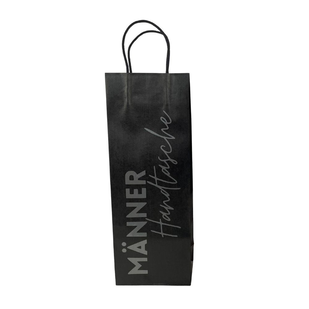 Geschenktüte | Schwarz | beschriftet | Flaschentasche | mit Spruch