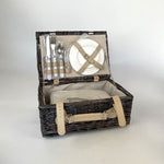 Picknick Koffer | 2 Personen | Weidenkorb grau | Picknick | Sommer | Geschenkidee 