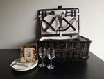 Picknick Koffer | 4 Personen | Weidenkorb dunkel | Picknick | Sommer | Geschenkidee 