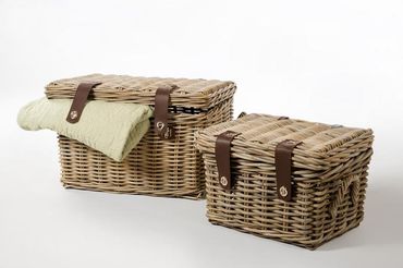 Rattan Koffer hoch grau