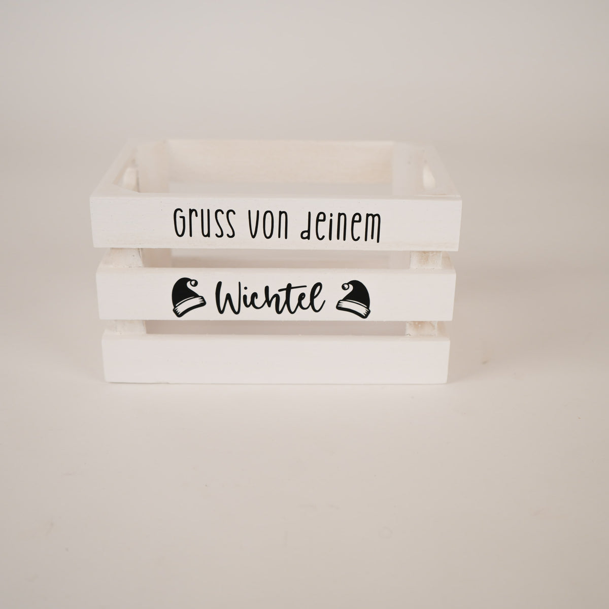 Holzharass | Holzkiste | Weiss | Gruss von deinem Wichtel | Geschenkkiste