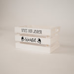 Holzharass | Holzkiste | Weiss | Gruss von deinem Wichtel | Geschenkkiste