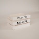Holzharass | Holzkiste | Weiss | Gruss von deinem Wichtel | Geschenkkiste