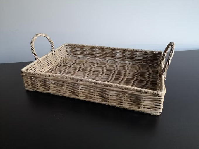 Rattan Tablett grau